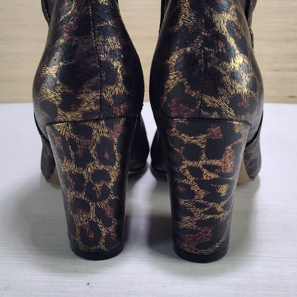 Neiman Marcus Womens Size 6.5 Leopard Animal Print Metallic Boots Shoes - Picture 5 of 16